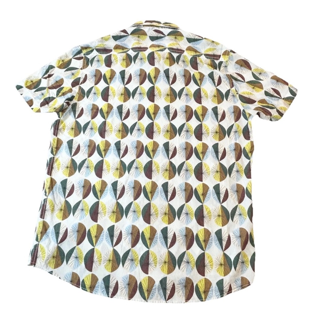 Oxford Lads Button Up Shirt Men’s Large White Geometric‎ Print - Picture 3 of 7